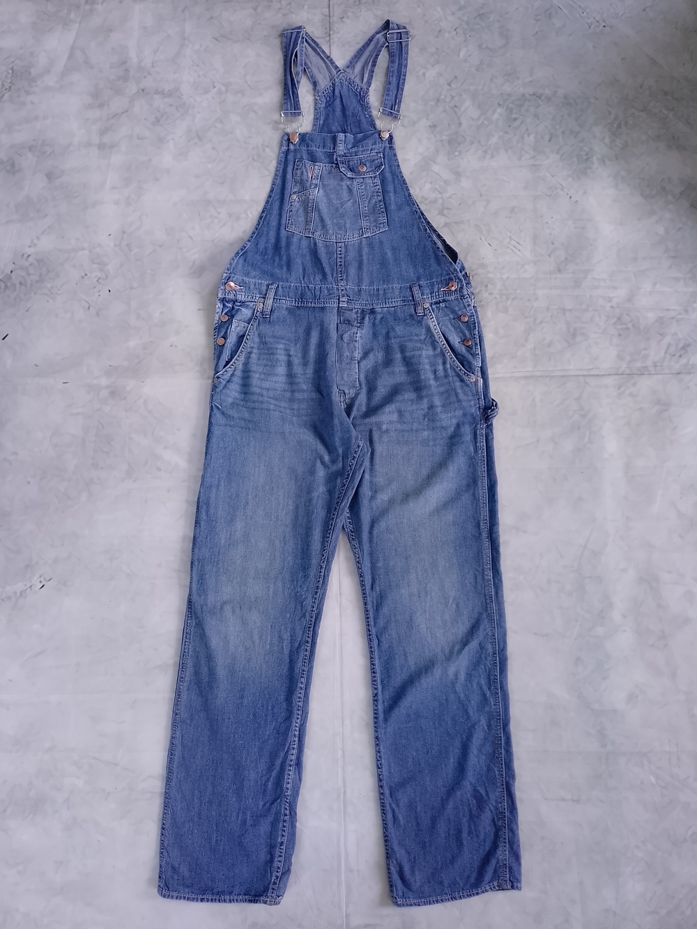 Denim Overalls LOOSE WAIST AND LEG BOYFRIEND Blue